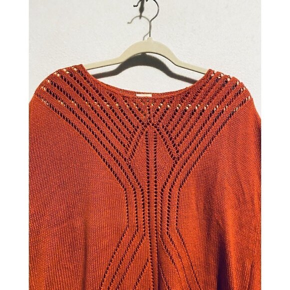 Chicos 2 Sweater Womens Large Kimono Sleeve Pullover Boxy Burnt Orange Boho - Picture 2 of 7